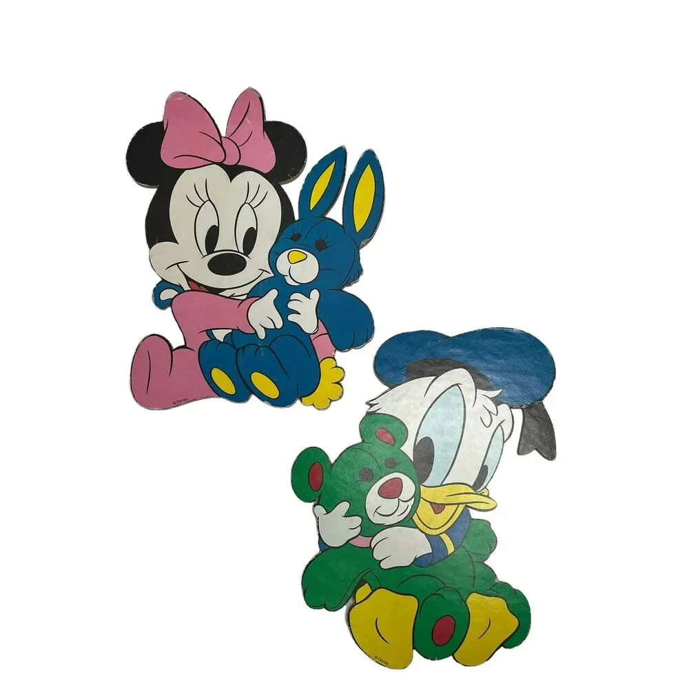2 Vtg 90’s Disney Minnie Mouse Donald Duck Wall Decor Nursery‎ Cardboard Cutouts